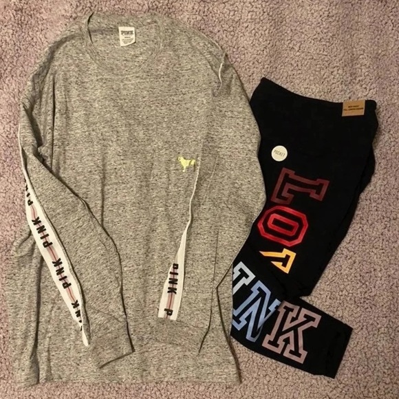 NEW VS Pink Bling Tee & Leggings Outfit Set Medium - Picture 2 of 4